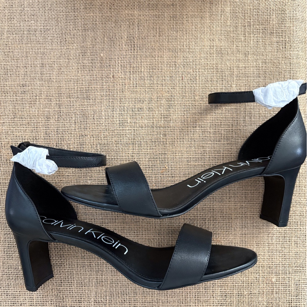 Calvin Klein Black Strap Heels NEW